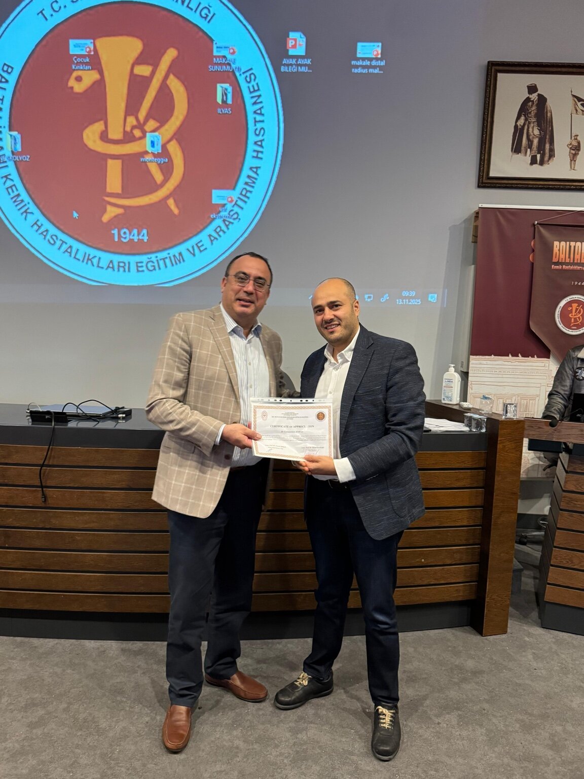 Dr Constantinos Kritiotis with Assoc. Prof. Osman Orman at Baltalimanı Metin Sabancı Bone Diseases Training and Research Hospital